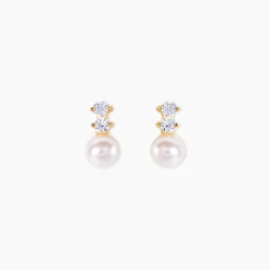 Boucles D'oreilles Pendantes Taima Or Jaune Perle De Culture