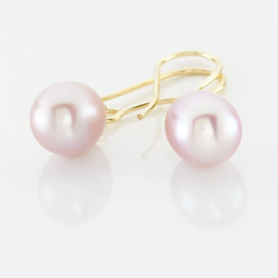 Boucles D'oreilles Pendantes Baroque Or Jaune Perle De Culture