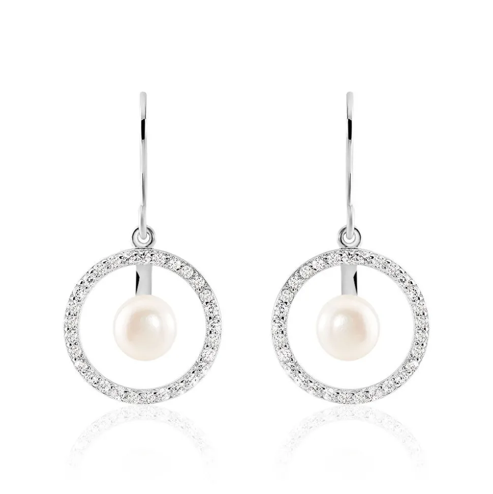 Boucles D'oreilles Pendantes Ellea Argent Perle De Culture Et Oxyde