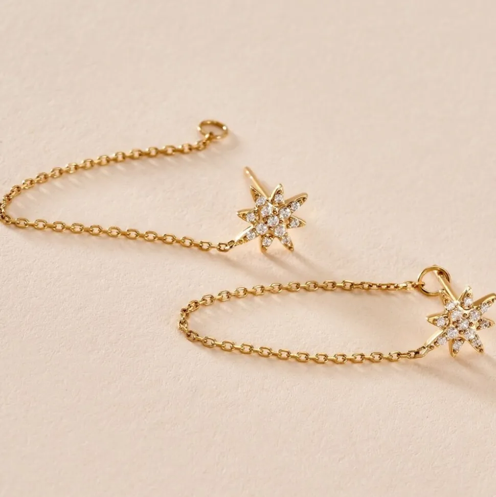Boucles D'oreilles Pendantes Kettil Or Jaune Oxyde De Zirconium