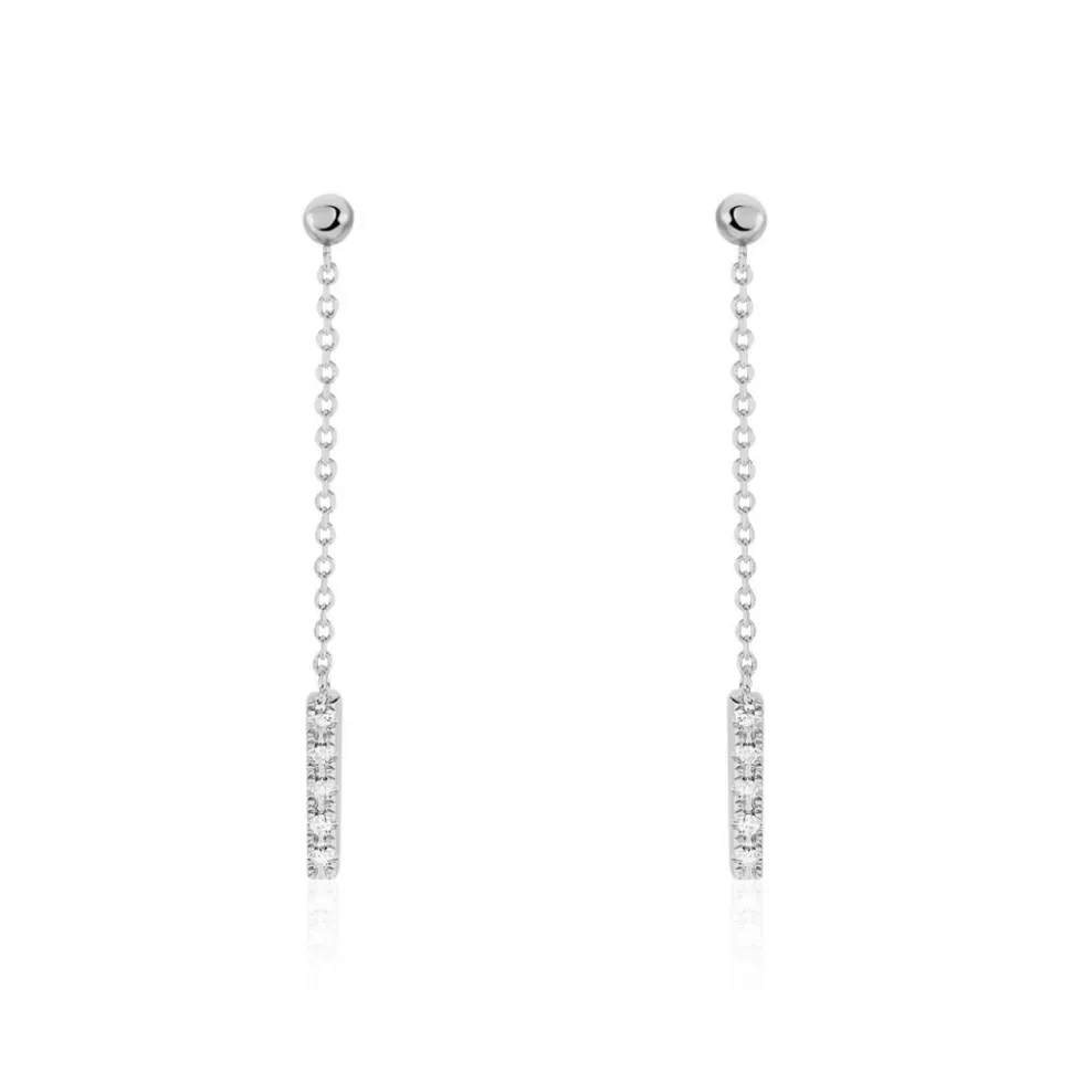 Boucles D'oreilles Pendantes Marjenka Or Blanc Diamant