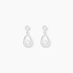 Boucles D'oreilles Pendantes Phaenna Or Blanc Oxyde De Zirconium
