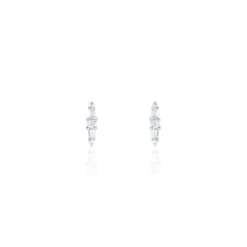 Boucles D'oreilles Puces Adriaan Argent Blanc Oxyde De Zirconium