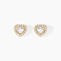 Boucles D'oreilles Puces Alais Plaqué Or Jaune Oxyde De Zirconium
