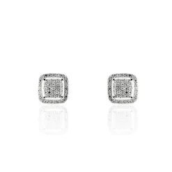 Boucles D'oreilles Puces Alessia Or Blanc Diamant