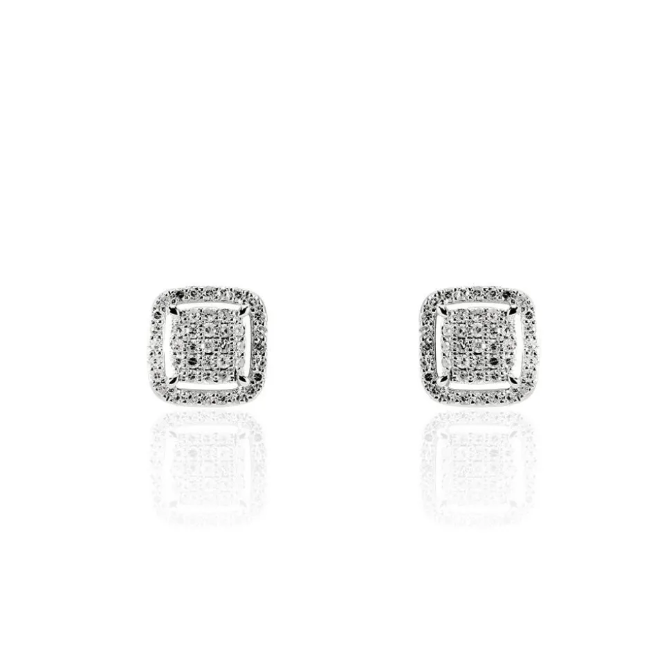 Boucles D'oreilles Puces Alessia Or Blanc Diamant
