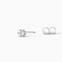Boucles D'oreilles Puces Allison Argent Blanc Oxyde De Zirconium