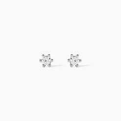 Boucles D'oreilles Puces Allison Argent Blanc Oxyde De Zirconium