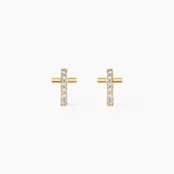 Marc Orian Boucles D'Oreilles Or|Boucles D'Oreilles Femme > Boucles D'oreilles Puces Allie Croix Or Jaune Oxyde De Zirconium
