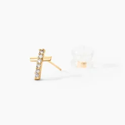 Marc Orian Boucles D'Oreilles Or|Boucles D'Oreilles Femme > Boucles D'oreilles Puces Allie Croix Or Jaune Oxyde De Zirconium