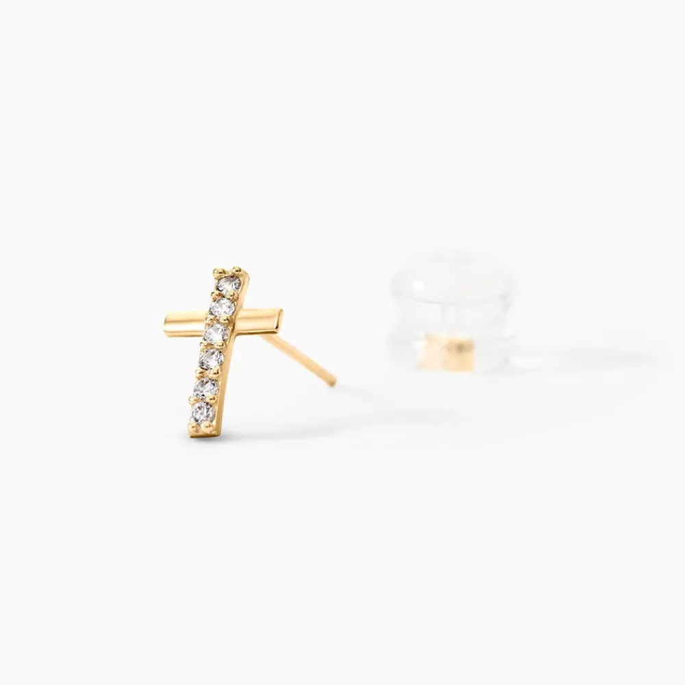 Marc Orian Boucles D'Oreilles Or|Boucles D'Oreilles Femme > Boucles D'oreilles Puces Allie Croix Or Jaune Oxyde De Zirconium