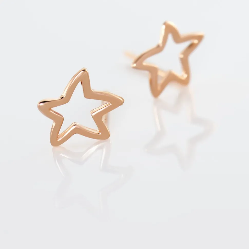 Boucles D'oreilles Puces Alphonsine Etoile De Mer Or Rose