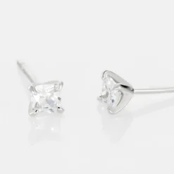 Boucles D'oreilles Puces Alys Argent Blanc Oxyde De Zirconium