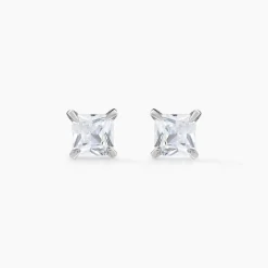 Boucles D'oreilles Puces Alys Argent Blanc Oxyde De Zirconium