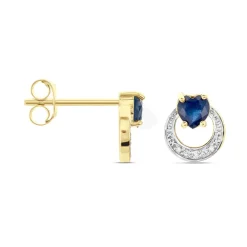 Marc Orian Cadeaux Mariage|Anniversaire De Mariage > Boucles D'oreilles Puces Ambrosine Or Jaune Saphir Diamant
