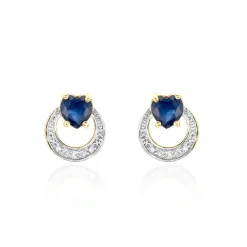 Marc Orian Cadeaux Mariage|Anniversaire De Mariage > Boucles D'oreilles Puces Ambrosine Or Jaune Saphir Diamant