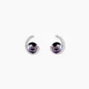 Boucles D'oreilles Puces Anais Or Blanc Perle De Culture Et Oxyde