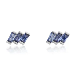 Boucles D'oreilles Puces Andy Argent Blanc Oxyde De Zirconium