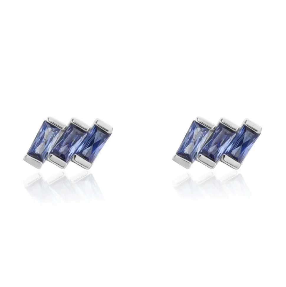 Boucles D'oreilles Puces Andy Argent Blanc Oxyde De Zirconium
