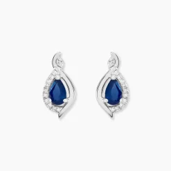 Marc Orian Anniversaire De Mariage|Boucles D'Oreilles Saphir > Boucles D'oreilles Puces Angelika Or Blanc Saphir Et Diamant