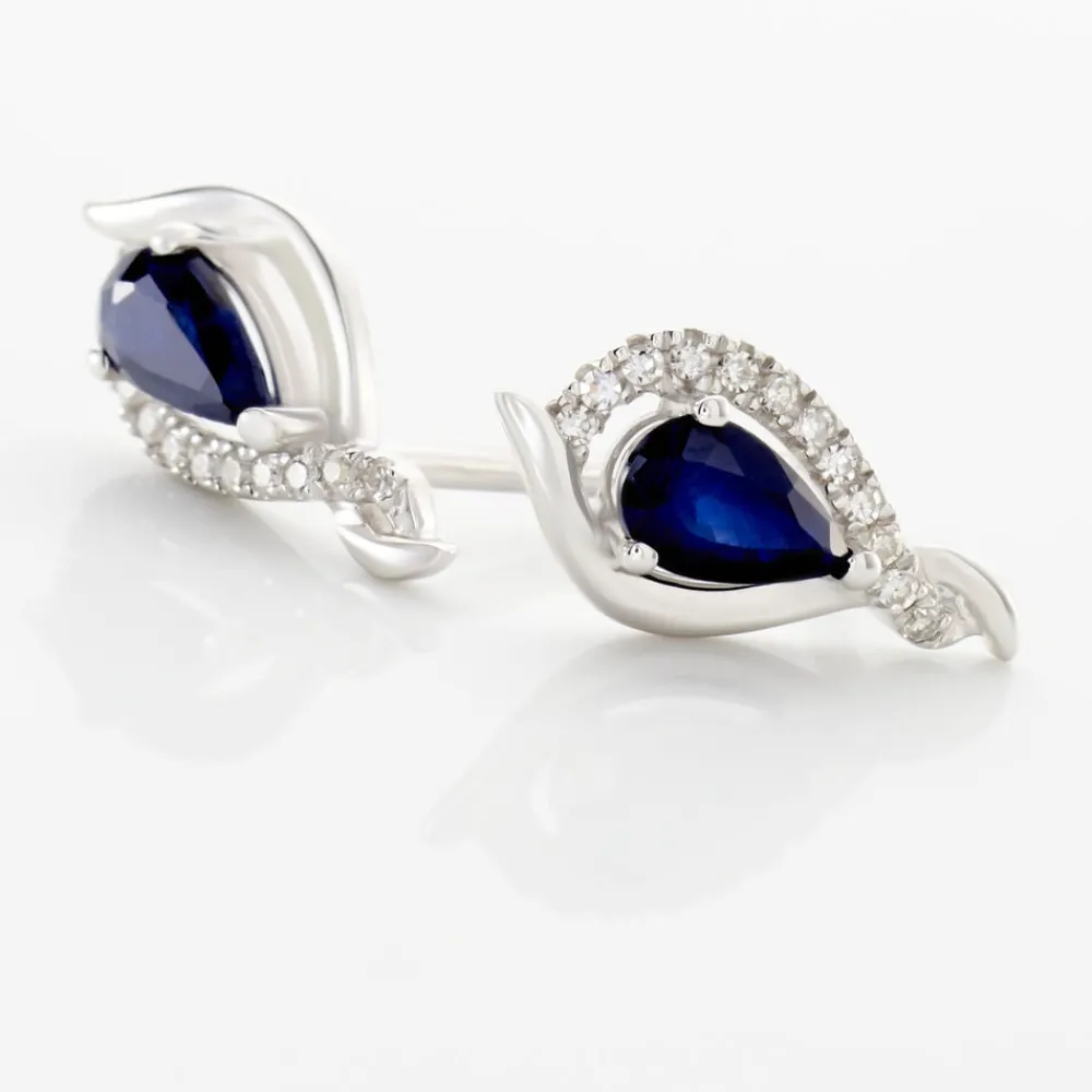 Marc Orian Anniversaire De Mariage|Boucles D'Oreilles Saphir > Boucles D'oreilles Puces Angelika Or Blanc Saphir Et Diamant