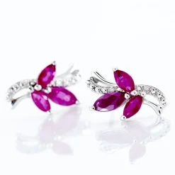 Marc Orian Cadeaux Mariage|Anniversaire De Mariage > Boucles D'oreilles Puces Angie Or Blanc Diamant Et Rubis