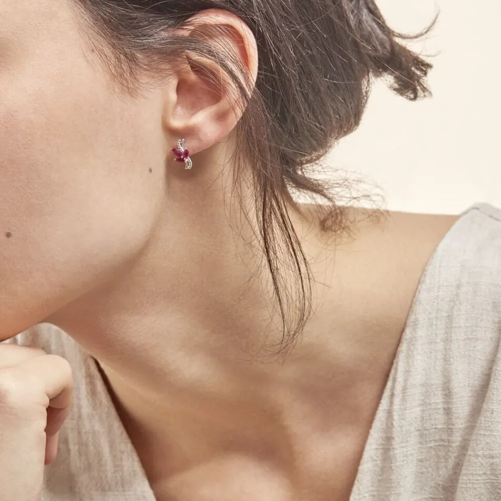 Marc Orian Cadeaux Mariage|Anniversaire De Mariage > Boucles D'oreilles Puces Angie Or Blanc Diamant Et Rubis