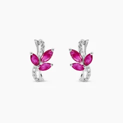 Marc Orian Cadeaux Mariage|Anniversaire De Mariage > Boucles D'oreilles Puces Angie Or Blanc Diamant Et Rubis