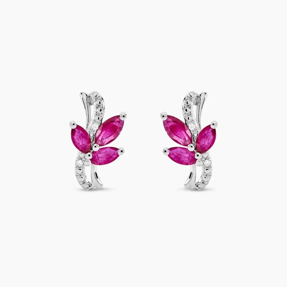 Marc Orian Cadeaux Mariage|Anniversaire De Mariage > Boucles D'oreilles Puces Angie Or Blanc Diamant Et Rubis