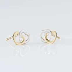 Marc Orian Boucles D'Oreilles Cœur|Boucles D'Oreilles Femme > Boucles D'oreilles Puces Anne-maudae Double Coeurs Or Bicolore