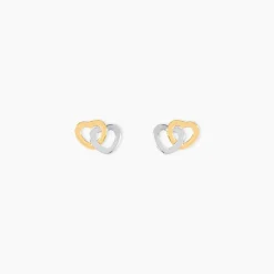Marc Orian Boucles D'Oreilles Cœur|Boucles D'Oreilles Femme > Boucles D'oreilles Puces Anne-maudae Double Coeurs Or Bicolore