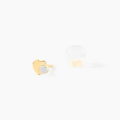 Marc Orian Boucles D'Oreilles Cœur|Boucles D'Oreilles Femme > Boucles D'oreilles Puces Anne-maudae Double Coeurs Or Bicolore