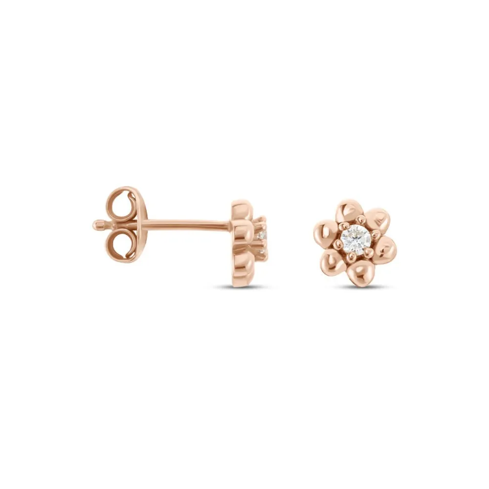 Marc Orian Bijoux Zirconium|Boucles D'Oreilles Fleur > Boucles D'oreilles Puces Argent Rose Buddy Oxydes De Zirconium