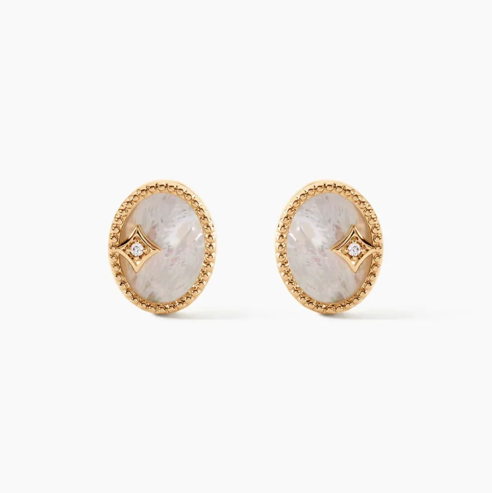 Boucles D'Oreilles Puces Astria Plaqué Or Jaune Nacre