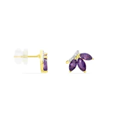 Marc Orian Anniversaire De Mariage|Boucles D'Oreilles Fleur > Boucles D'oreilles Puces Augustina Or Jaune Amethyste Oxyde