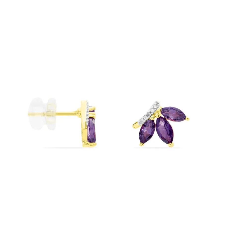 Marc Orian Anniversaire De Mariage|Boucles D'Oreilles Fleur > Boucles D'oreilles Puces Augustina Or Jaune Amethyste Oxyde
