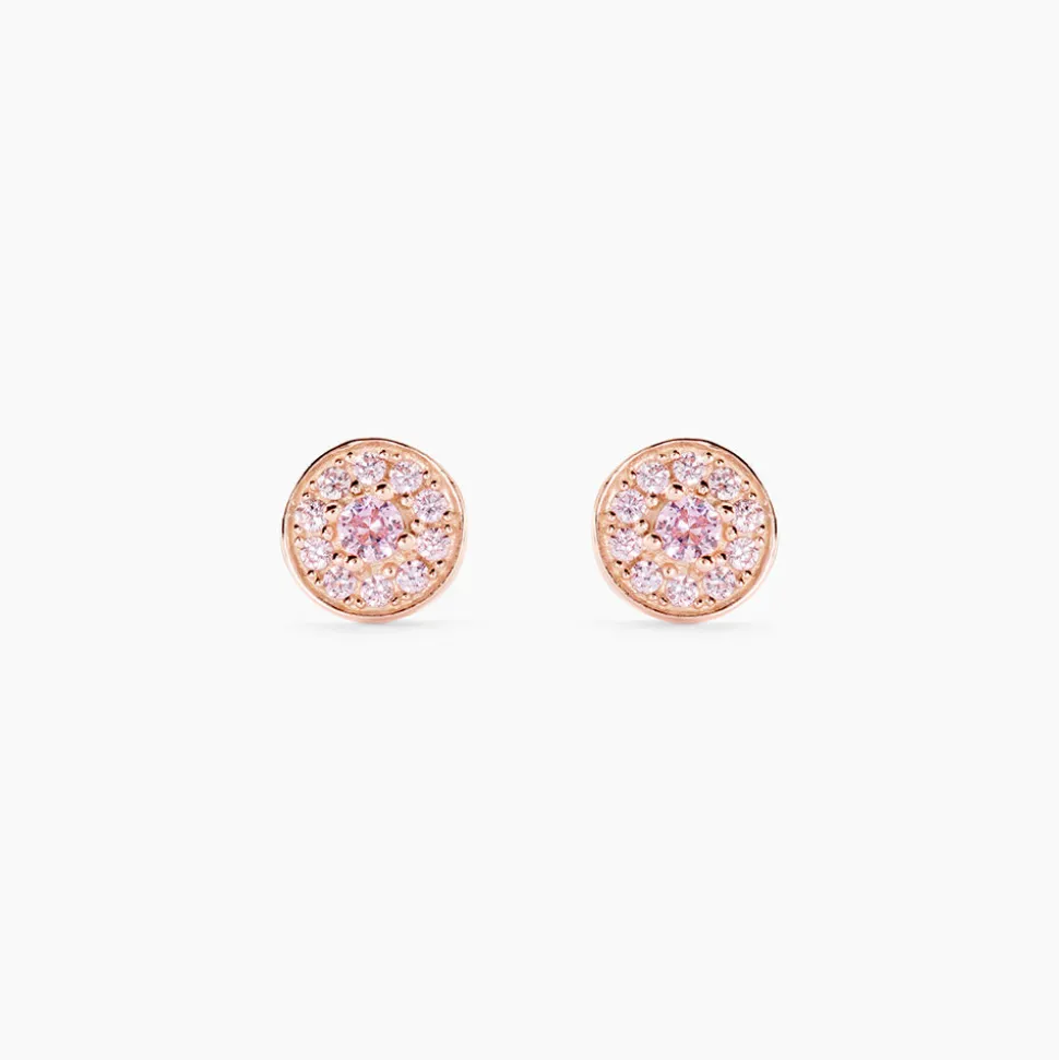 Boucles D'oreilles Puces Auxana Argent Rose Oxyde De Zirconium