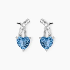 Boucles D'oreilles Puces Avalon Argent Blanc Oxyde De Zirconium