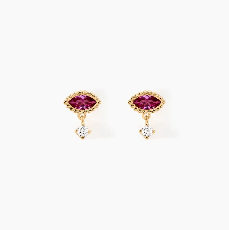 Boucles D'oreilles Puces Azel Plaqué Or Jaune Oxyde De Zirconium