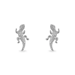 Boucles D'oreilles Puces Azzedine Salamandre Or Blanc