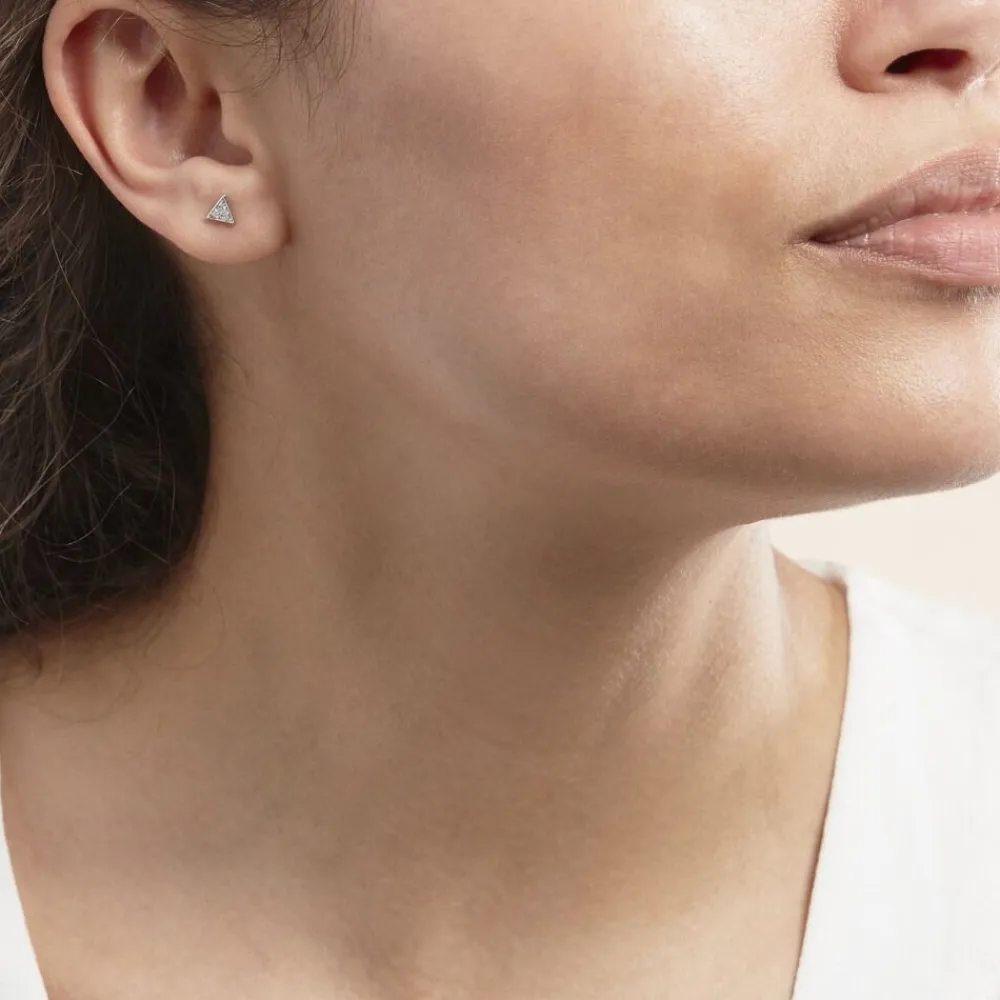 Marc Orian Pendantes|Bijoux Zirconium > Boucles D'oreilles Puces Bartoumieu Argent Blanc Oxyde De Zirconium