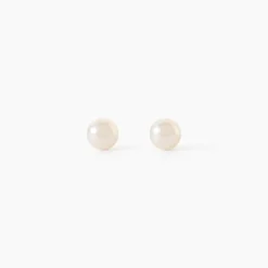 Boucles D'Oreilles Puces Bianca Or Jaune Perle De Culture