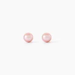 Boucles D'Oreilles Puces Bianca Or Jaune Perle De Culture