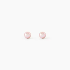 Boucles D'Oreilles Puces Bianca Or Jaune Perle De Culture