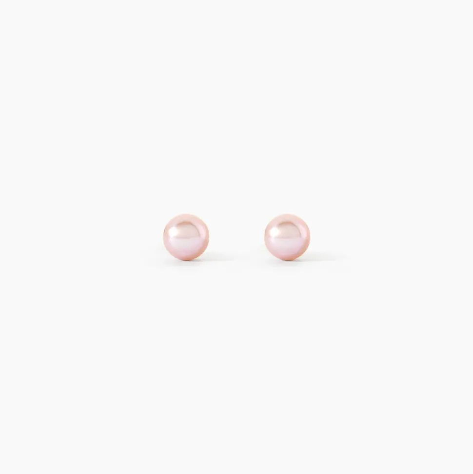 Boucles D'Oreilles Puces Bianca Or Jaune Perle De Culture