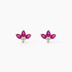 Boucles D'Oreilles Puces Blanid Or Jaune Oxyde De Zirconium
