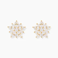 Boucles D'oreilles Puces Bleuenn Plaqué Or Jaune Oxyde De Zirconium