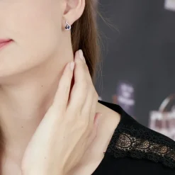 Marc Orian Cadeaux Mariage|Anniversaire De Mariage > Boucles D'oreilles Puces Boucla Or Blanc Saphir Et Diamant
