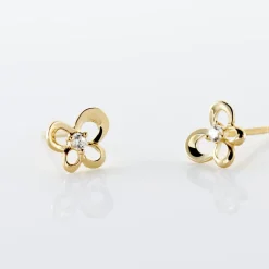 Marc Orian Bijoux Zirconium|Boucles D'Oreilles Fleur > Boucles D'oreilles Puces Cathy Fleur Or Jaune Oxyde De Zirconium