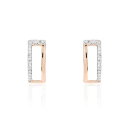 Boucles D'oreilles Puces Charlie Or Rose Diamant